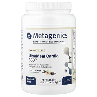 Metagenics, UltraMeal Cardio 360°®, Alimento medicinal, Vainilla, 518 g (1 lb 2,27 oz)