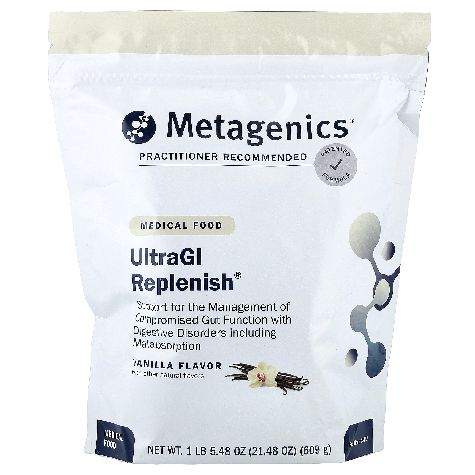 Metagenics (메타제닉스), UltraGI Replenish®, 의료 식품, 바닐라 맛, 609g(21.48oz)