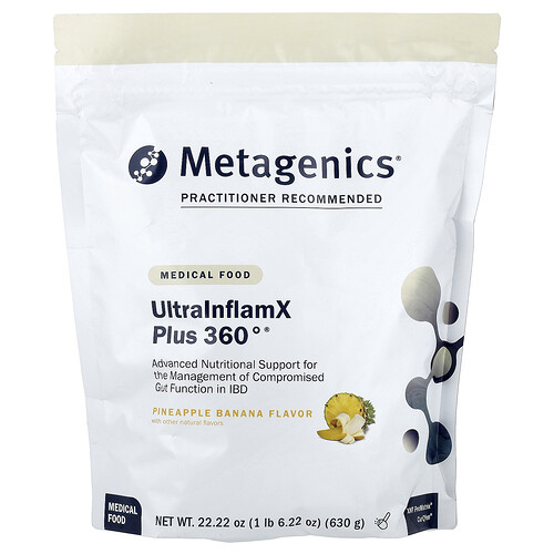 Metagenics UltraInflamX Plus 360°, Medical Food, Pineapple Banana, 22.22 oz (630 g)