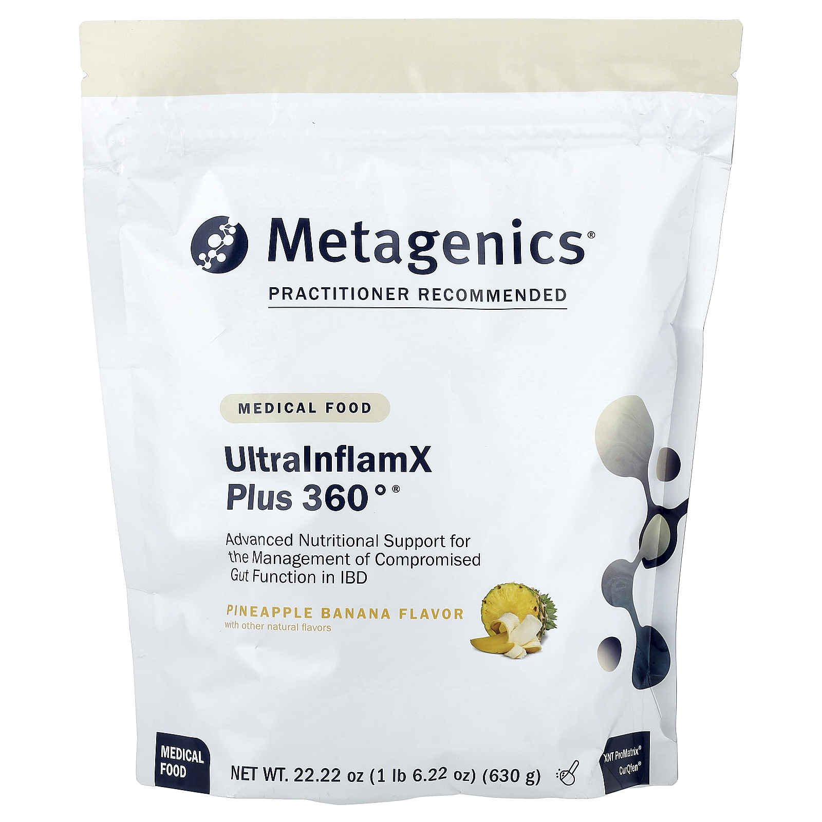Metagenics (메타제닉스), UltraInflamX Plus 360°, 의료 식품, 파인애플 바나나 맛, 630g(22.22oz)