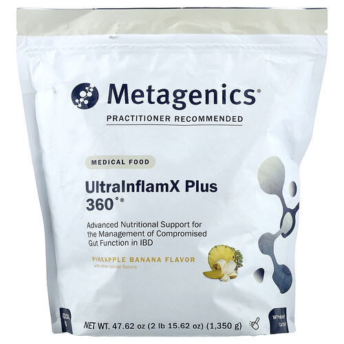 Metagenics UltralnflamX Plus 360°, Medical Food, Pineapple Banana, 47.62 oz (1,350 g)