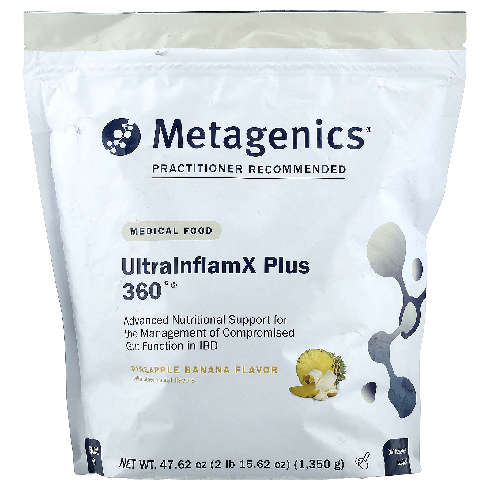 Metagenics (메타제닉스), UltraInflamX Plus 360°, 의료 식품, 파인애플 바나나 맛, 1,350g(47.62oz)