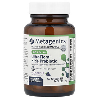 Metagenics, UltraFlora® Kids Probiyotik, Üzüm, 60 Çiğnenebilir Tablet