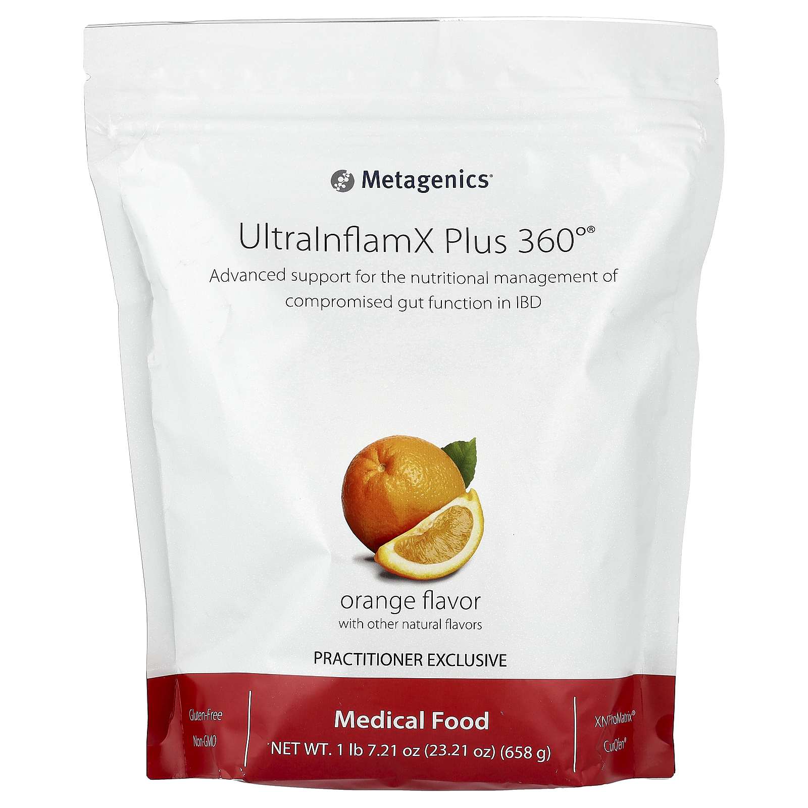Metagenics (메타제닉스), UltraInflamX Plus 360°, 의료 식품, 오렌지 맛, 658g(23.21oz)
