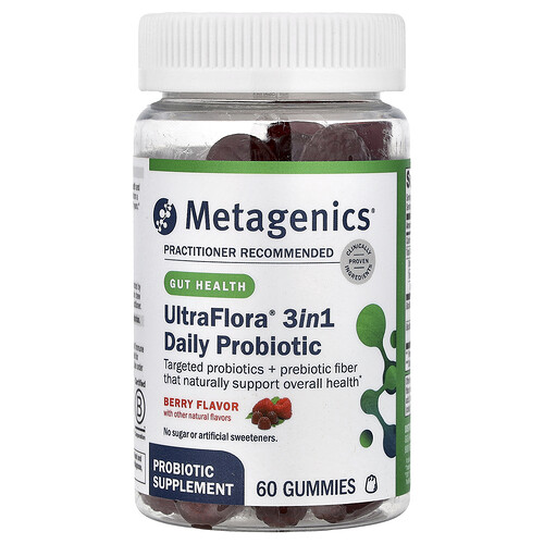 Metagenics UltraFlora® 3in1 Daily Probiotic, Berry, 60 Gummies