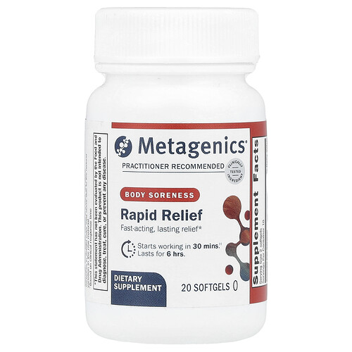 Metagenics, Rapid Relief, Body Soreness, schnelle Linderung von Körperschmerzen, 20 Weichkapseln