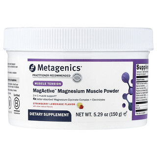 Metagenics, Magnesio en polvo muscular MagActive™, Limonada de fresa, 150 g (5,29 oz)