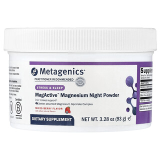 Metagenics, Magnesio en polvo para favorecer la noche MagActive™, Bayas mixtas, 93 g (3,28 oz)