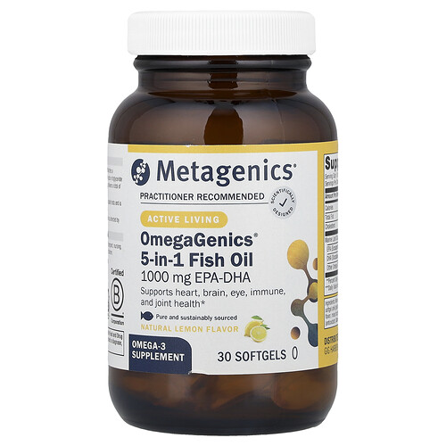 Metagenics, OmegaGenics® 5-in-1 Fischöl, natürliche Zitrone, 30 Weichkapseln