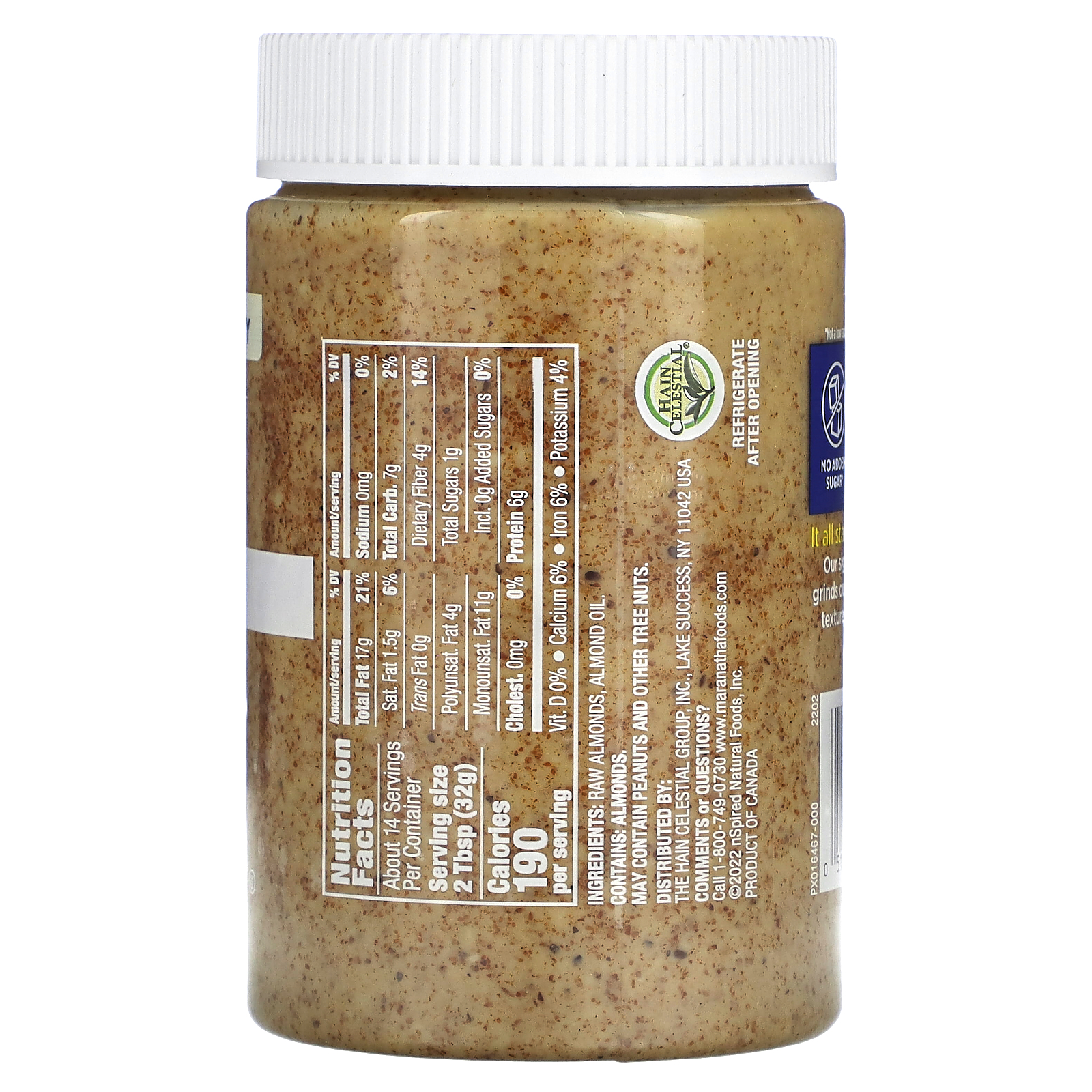 MaraNatha, Natural Raw Almond Butter, Creamy, 16 oz (454 g)