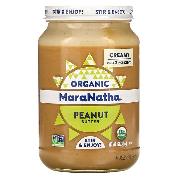 MaraNatha, オーガニック ピーナッツバター, クリーミー, 16 オンス (454 g) （無加糖）