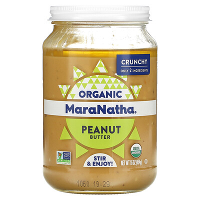 MaraNatha Органическое арахисовое масло, хрустящее, 16 унций (454 г)