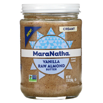 MaraNatha Необработанное миндальное масло, сливочное, ваниль, 340 г (12 унций)