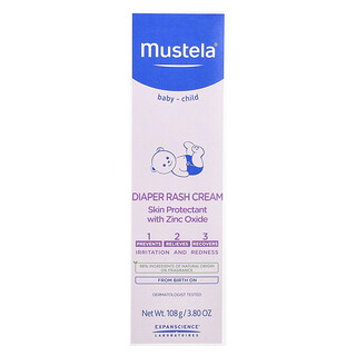 Mustela, Crema para la dermatitis del pañal para bebés y niños, Sin fragancia, 108 g (3,8 oz)
