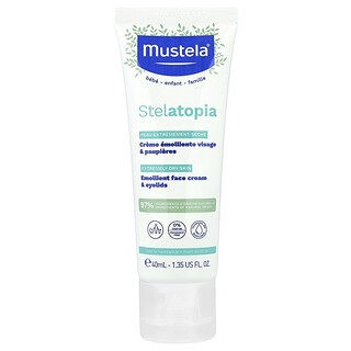 Mustela, Stelatopia Emollient Face Cream & Eyelids, Extremely Dry Skin, Fragrance Free, 1.35 fl oz (40 ml)