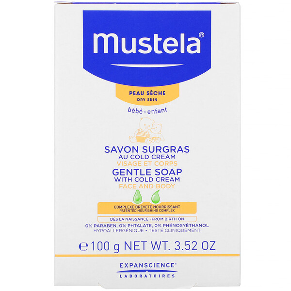 Mustela‏, Baby Gentle Soap with Cold Cream, 3.52 oz (100 g)