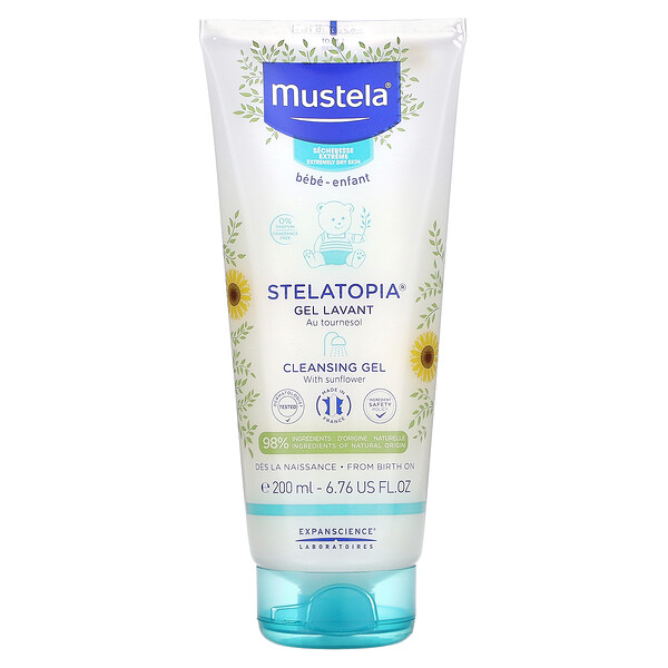 Mustela‏, ג'ל ניקוי Stelatopia עם שמן חמניות, 200 מ"ל (6.76 אונקיות נוזל)