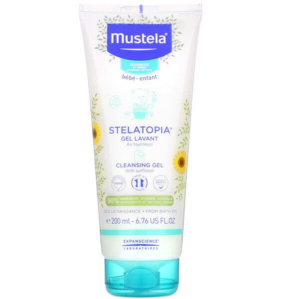 Mustela‏, ג'ל ניקוי Stelatopia עם שמן חמניות, 200 מ"ל (6.76 אונקיות נוזל)