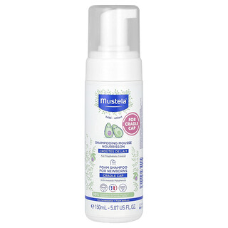 Mustela, Champú en espuma con polifenoles de aguacate para recién nacidos, Para la costra láctea, 150 ml (5,07 oz. líq.)