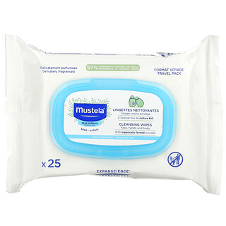 Mustela, Baby, Cleansing Wipes for Face, Hands and Body, With Avocado, Normal Skin, 25 Wipes