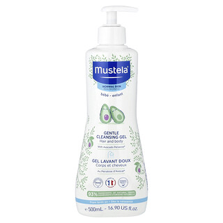 Mustela, Gel de limpieza suave con aguacate, Cabello y cuerpo, 500 ml (16,9 oz. líq.)