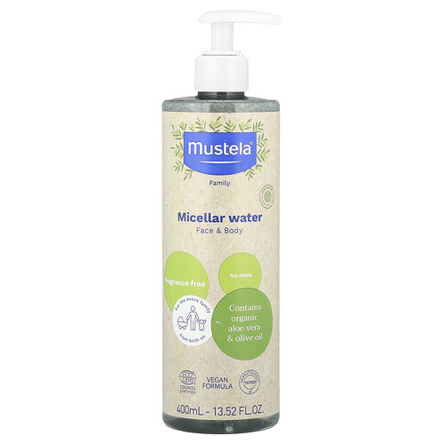 Mustela, Micellar Water, Mizellenwasser für Gesicht und Körper, ohne Duftstoffe, 400 ml (13,52 fl. oz.)
