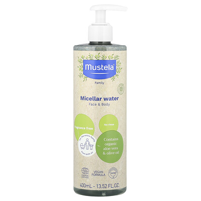 Mustela, Agua micelar para el rostro y el cuerpo, Sin fragancia, 400 ml (13,52 oz. líq.)