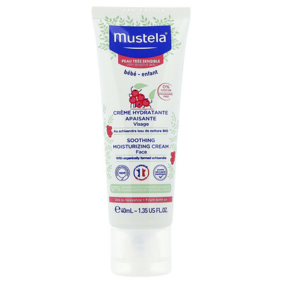 Mustela, Crema facial humectante calmante con esquisandra, Sin fragancia, 40 ml (1,35 oz. Líq.)