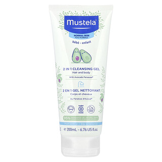 Mustela, Baby, 2 in 1 Cleansing Gel, Hair and Body, Baby, 2-in-1-Reinigungsgel, Haar und Körper, normale Haut, 200 ml (6,76 fl. oz.)