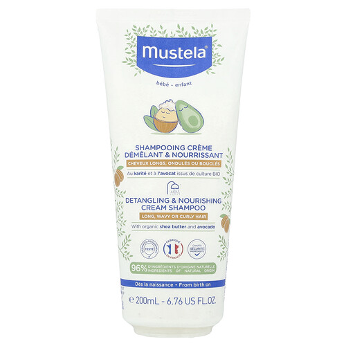 Mustela, Baby, Detangling & Nourishing Cream Shampoo, entwirrendes und pflegendes Creme-Shampoo für Babys, langes, welliges oder lockiges Haar, 200 ml (6,76 fl. oz.)