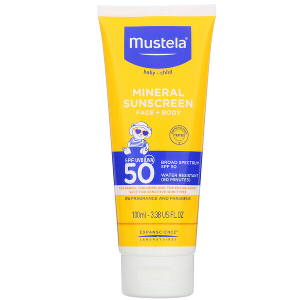 Baby, Mineral Sunscreen, Face + Body, SPF 50, 3.38 fl oz (100 ml)