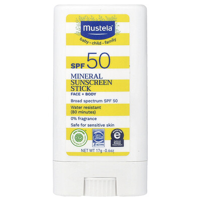 Product Image for Mustela, Mineral Sunscreen Stick, SPF 50, 0.6 oz (17 g)