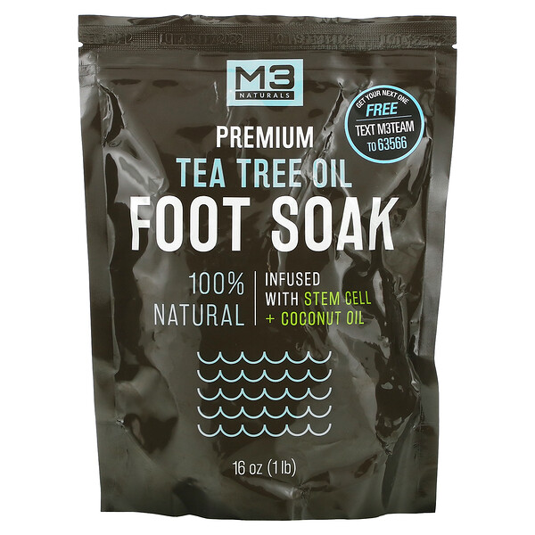 M3 Naturals‏, Premium Tea Tree Oil Foot Soak, 16 oz (1 lb)
