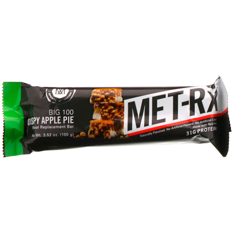 METRx, Big 100, Meal Replacement Bar, Crispy Apple Pie, 9 Bars, 3.52