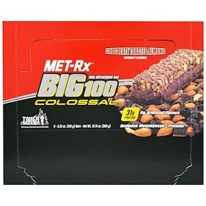 Отзывы о Мет РХ, Big 100 Colossal, Meal Replacement Bar, Chocolate Toasted Almond, 9 Bars, 3.52 oz (100 g) Each