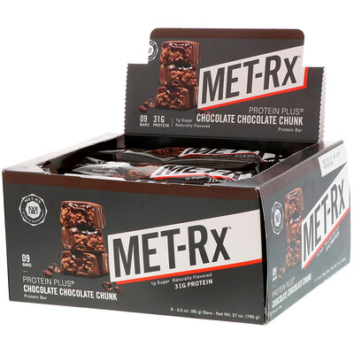 MET-Rx PROTEIN PLUS Bar, Chocolate Chocolate Chunk, 9 Bars, 3.0 oz (85 g) Each