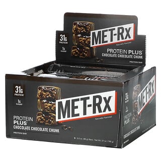 MET-Rx, PROTEIN PLUS 蛋白棒，巧克力块，9 根，每根 3.0 盎司（85 克）