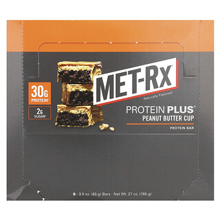 ميت-آرإكس‏, لوح Protein Plus ، كوب زبدة الفول السوداني ، 9 ألواح ، 3 أونصات (85 جم) لكل لوح