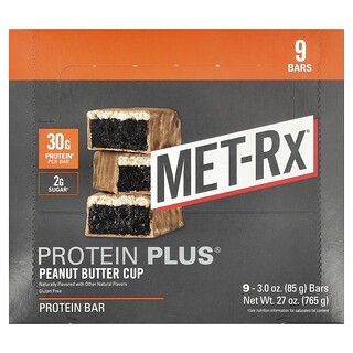 MET-Rx, Baton Protein Plus®, cu unt de arahide, 9 batoane, 85 g (3 oz) fiecare