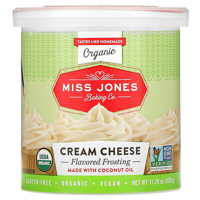 Miss Jones Baking Co Органическая глазурь, сливочный сыр, 320 г (11,29 унции)