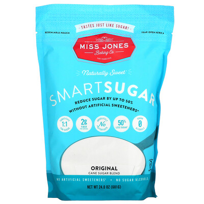 Купить Miss Jones Baking Co Smart Sugar, оригинальная смесь тростникового сахара, 681 г (24 унции)