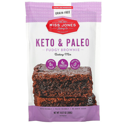 Miss Jones Baking Co Смесь для выпечки Keto & Paleo Fudgy Brownie, 300 г (10,57 унции)