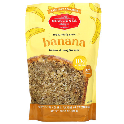 Купить Miss Jones Baking Co Смесь для 100% бананового хлеба и кексов из цельного зерна, 300 г (10, 57 унции)
