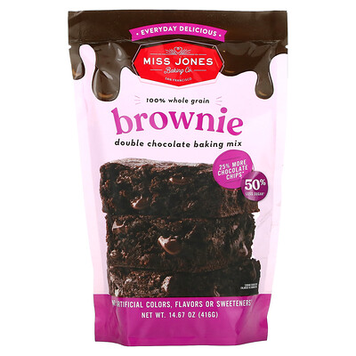 

Miss Jones Baking Co, 100% Whole Grain Brownie Double Chocolate Baking Mix, 14.67 oz (416 g)