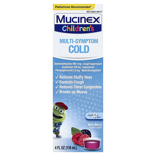 Mucinex, Children's, Multi-Symptom Cold, Ages 4+ Yrs, Very Berry, 4 fl oz (118 ml)