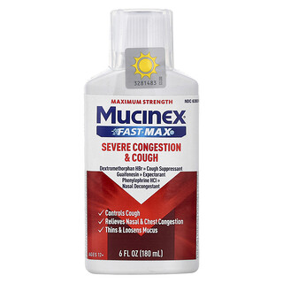 Mucinex, Fast-Max Severe Congestion & Cough, Maximum Strength, For Ages 12+, 6 fl oz (180 ml)