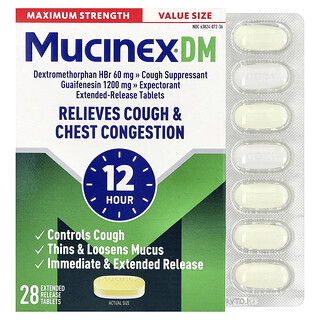 Mucinex DM, 28 comprimés bicouche à libération prolongée