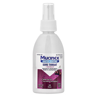 Mucinex, InstaSoothe Sore Throat + Pain Relief Spray, Cherry, 3.8 fl oz (115 ml)