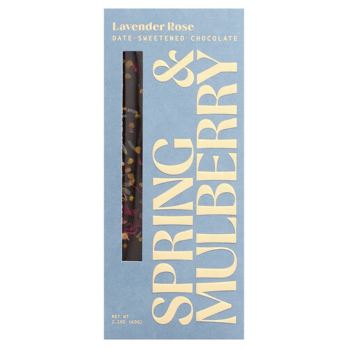 Spring & Mulberry, Date-Sweetened Chocolate, mit Dattel gesüßte Schokolade, Lavendel und Rose, 60 g (2,1 oz.)