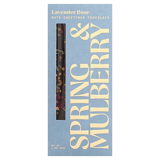 Spring & Mulberry, Datlem slazená čokoláda, levandulová růže, 60 g (2,1 oz)